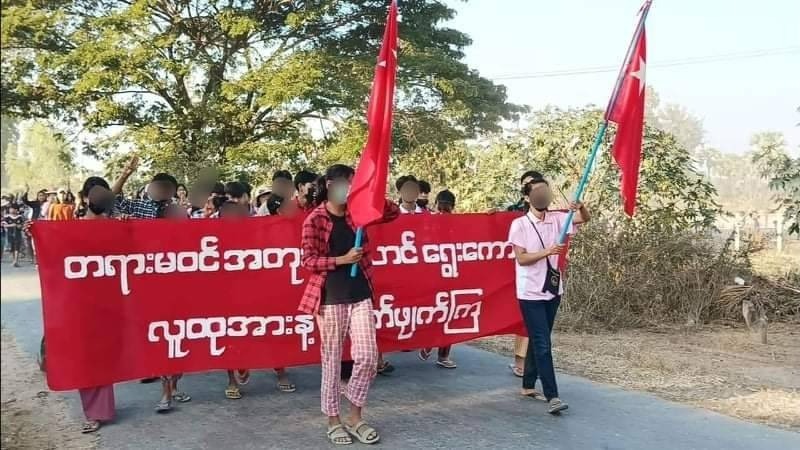 တရားမဝင် ရွေးကောက်ပွဲကို လက်မခံကြောင်း တန့်ဆည်မှာ သပိတ်မှောက်